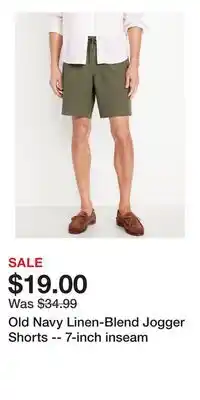 Old Navy Old Navy Linen-Blend Jogger Shorts -- 7-inch inseam offer