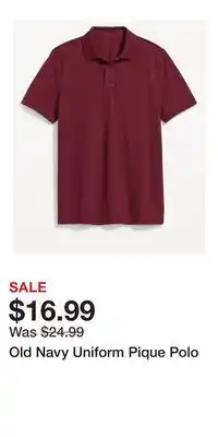 Old Navy Old Navy Uniform Pique Polo offer