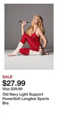 Old Navy Old Navy Light Support PowerSoft Longline Sports Bra offer