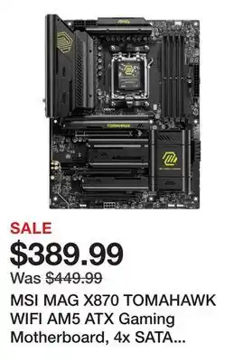 Newegg MSI MAG X870 TOMAHAWK WIFI AM5 ATX Gaming Motherboard, 4x SATA 6Gb/s, AMD Wi-Fi 7,USB 4.0 offer