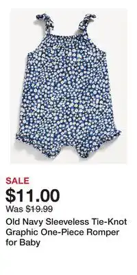 Old Navy Old Navy Sleeveless Tie-Knot Graphic One-Piece Romper for Baby offer