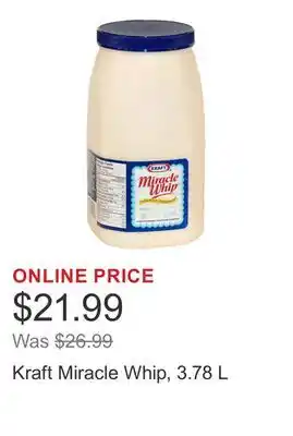Costco Kraft Miracle Whip, 3.78 L offer