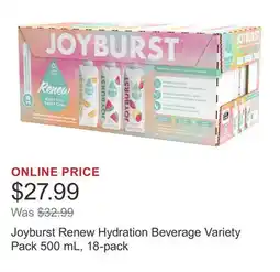 Costco Joyburst Renew Hydration Beverage Variety Pack 500 mL, 18-pack offer
