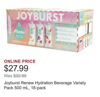 Costco Joyburst Renew Hydration Beverage Variety Pack 500 mL, 18-pack offer