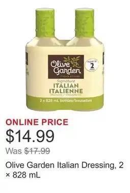 Costco Olive Garden Italian Dressing, 2 × 828 mL offer