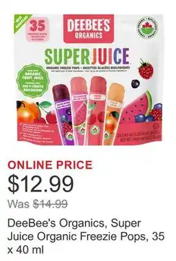 Costco DeeBee's Organics, Super Juice Organic Freezie Pops, 35 x 40 ml offer