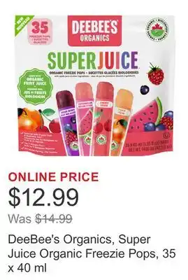 Costco DeeBee's Organics, Super Juice Organic Freezie Pops, 35 x 40 ml offer