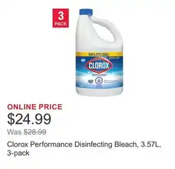Costco Clorox Performance Disinfecting Bleach, 3.57L, 3-pack offer