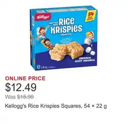Costco Kellogg's Rice Krispies Squares, 54 × 22 g offer