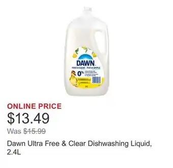 Costco Dawn Ultra Free & Clear Dishwashing Liquid, 2.4L offer