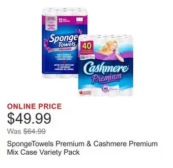 Costco SpongeTowels Premium & Cashmere Premium Mix Case Variety Pack offer