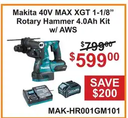 Atlas Tools & Machinery 40V MAX XGT 1-1/8 Rotary Hammer 4.0Ah Kit offer
