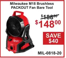 Atlas Tools & Machinery Milwaukee M18 Brushless PACKOUT Fan offer