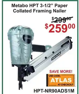 Atlas Tools & Machinery Metabo HPT 3-1/2 Paper Collated Framing Nailer offer