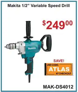 Atlas Tools & Machinery Makita 1/2 Variable Speed Drill offer