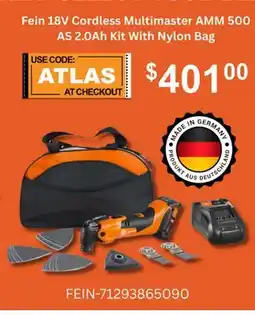 Atlas Tools & Machinery Fein 18V Cordless Multimaster AMM 500 AS 2.0Ah Kit With Nylon Bag offer