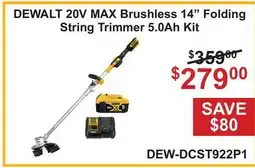 Atlas Tools & Machinery DEWALT 20V MAX Brushless 14 Folding String Trimmer 5.0Ah Kit offer