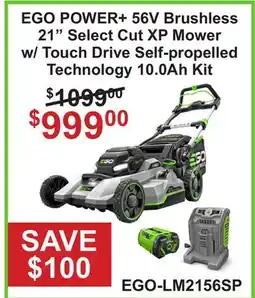 Atlas Tools & Machinery EGO POWER+ 56V Brushless 21 Select Cut XP Mower w/ Touch Drive Self-propelled Technology 10.0Ah Kit offer