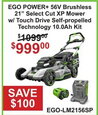 Atlas Tools & Machinery EGO POWER+ 56V Brushless 21 Select Cut XP Mower w/ Touch Drive Self-propelled Technology 10.0Ah Kit offer