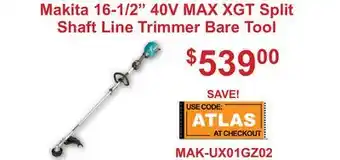 Atlas Tools & Machinery Makita 16-1/2 40V MAX XGT Split Shaft Line Trimmer offer