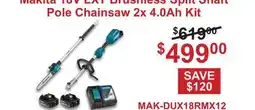 Atlas Tools & Machinery Makita 18V LXT Brushless Split Shaft Pole Chainsaw 2x 4.0Ah Kit offer