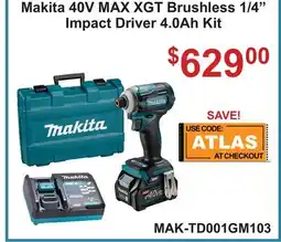 Atlas Tools & Machinery Makita 40V MAX XGT Brushless 1/4 Impact Driver 4 offer