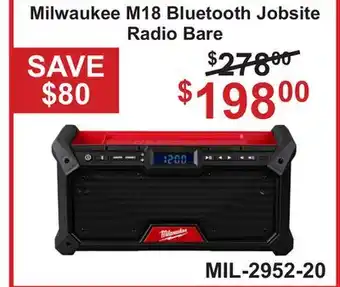 Atlas Tools & Machinery Milwaukee M18 Bluetooth Jobsite Radio offer