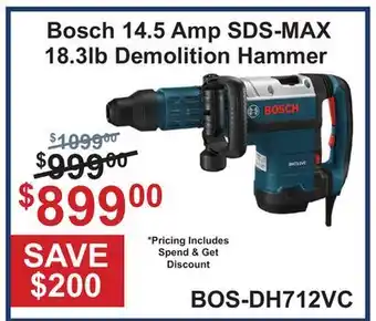 Atlas Tools & Machinery Bosch 14.5 Amp SDS-MAX 18.3lb Demolition Hammer offer