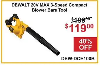 Atlas Tools & Machinery DEWALT 20V MAX 3-Speed Compact Blower offer