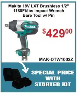 Atlas Tools & Machinery Makita 18V LXT Brushless 1/2 1180Ft/lbs Impact Wrench Bare Tool w/ Pin offer