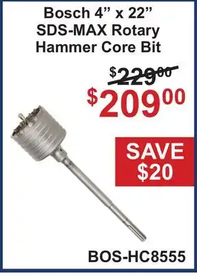 Atlas Tools & Machinery Bosch 4 x 22 SDS-MAX Rotary Hammer Core Bit offer