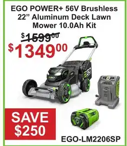 Atlas Tools & Machinery EGO POWER+ 56V Brushless 22 Aluminum Deck Lawn Mower 10.0Ah Kit offer