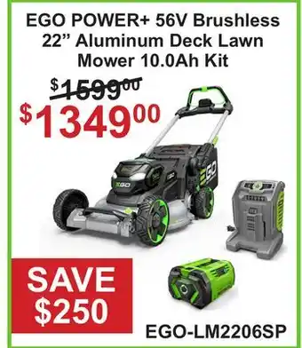 Atlas Tools & Machinery EGO POWER+ 56V Brushless 22 Aluminum Deck Lawn Mower 10.0Ah Kit offer