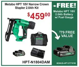 Atlas Tools & Machinery HPT 18V Narrow Crown Stapler offer