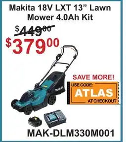 Atlas Tools & Machinery Makita 18V LXT 13 Lawn Mower 4.0Ah Kit offer