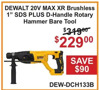 Atlas Tools & Machinery DEWALT 20V MAX XR Brushless 1 SDS PLUS D-Handle Rotary Hammer Bare Tool offer