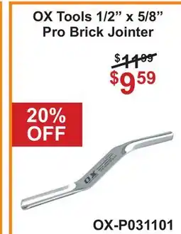 Atlas Tools & Machinery OX Tools 1/2 x 5/8 Pro Brick Jointer offer