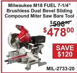Atlas Tools & Machinery Milwaukee M18 FUEL 7-1/4 Brushless Dual Bevel Sliding Compound offer