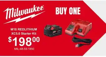 Atlas Tools & Machinery MILWAUKEE M18 REDLITHIUM XC5.0 Starter Kit offer