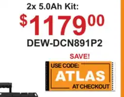 Atlas Tools & Machinery DEWALT 1 Magazine Brushless Concrete nailer 2x 5.0Ah Kit offer