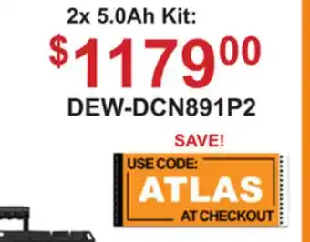 Atlas Tools & Machinery DEWALT 1 Magazine Brushless Concrete nailer 2x 5.0Ah Kit offer