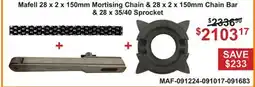 Atlas Tools & Machinery Mafell 28 x 2 x 150mm Mortising Chain & 28 x 2 x 150mm Chain Bar & 28 x 35/40 Sprocket offer
