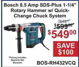 Atlas Tools & Machinery Bosch 8.5 Amp SDS-Plus 1-1/4 Rotary Hammer w/Quick-Change Chuck System offer