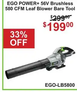Atlas Tools & Machinery EGO POWER + 56V Brushless 580 CFM Leaf Blower offer