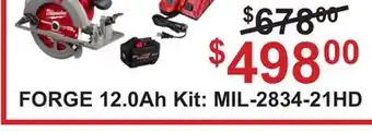 Atlas Tools & Machinery Milwaukee FORGE 12.0Ah Kit offer