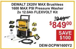 Atlas Tools & Machinery DEWALT 2X20V MAX Brushless 1600 MAX PSI Pressure Washer 2x 12.0Ah FLEXVOLT Kit offer