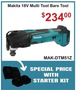 Atlas Tools & Machinery Makita 18V Multi Tool Bare Tool offer