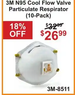 Atlas Tools & Machinery 3M N95 Cool Flow Valve Particulate Respirator Pack (10-Pack) offer
