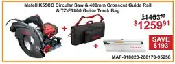 Atlas Tools & Machinery Mafell K55CC Circular Saw & 400mm Crosscut Guide Rail & TZ-FT800 Guide Track Bag offer