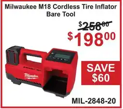Atlas Tools & Machinery Milwaukee M18 Cordless Tire Inflator Bare Tool offer